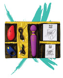 ROMP Pleasure Kit Flip Free and Juke in Carrying Case with three vibrators, USB charger, and user guidelines.