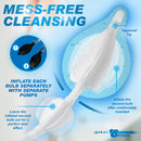 CleanStream Silicone Double Bulb Enema Nozzle Clear instructions for mess-free cleansing with inflatable bulbs.