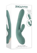 Evolved Rub Me Tender G-spot Clitoral Stimulator packaging showcasing its design and features for pleasure.
