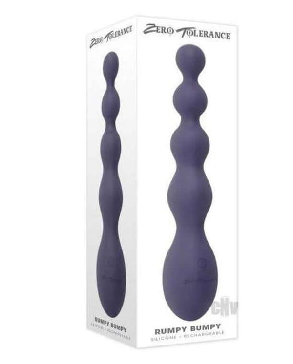Zero Tolerance Rumpy Bumpy beaded vibrator in packaging with 10 speeds and waterproof design