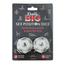 Really Big Sex Position Dice packaging featuring two oversized dice for couples' intimate fun.