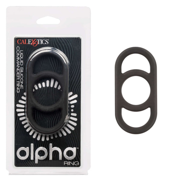 Alpha Commander Liquid Silicone Ring in Black for Enhanced Endurance and Pleasure in Package and Out