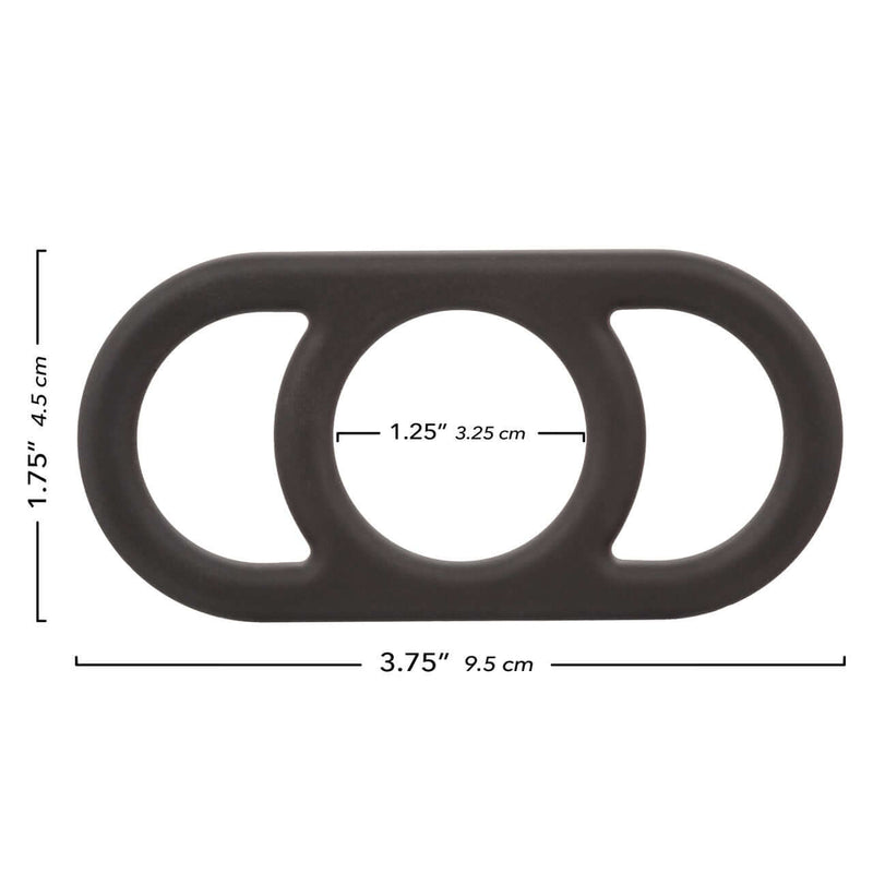 Black Alpha Commander Liquid Silicone Ring with dimensions 3.75 inches by 1.75 inches and 1.25-inch diameter center ring