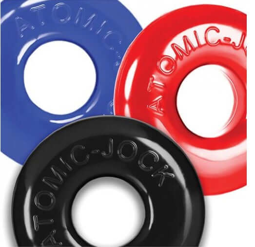 Multi-color Oxballs Ringer Max 3 Pack Cockrings - Blue, Red, Black - Thicker, Stronger, Super-Stretchy by Blue Ox Designs LLC