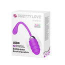 Pretty Love Franklin Rechargeable Egg Vibe Purple packaging showcasing its silicone design and 12 vibration functions.