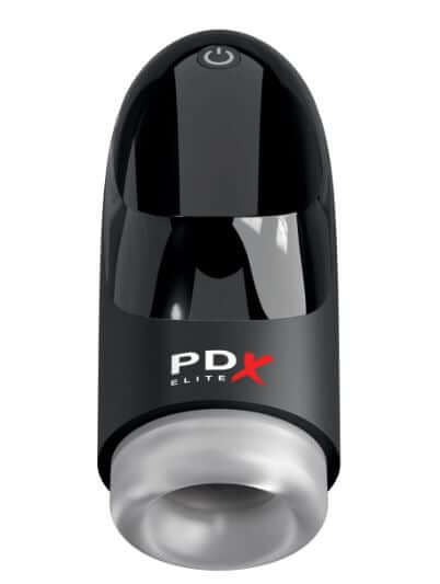 PDX Elite HydroGasm in Clear/Black with 3 speeds and cyclonic action for intense stimulation.