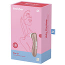Satisfyer Pro 2+ Air Pulse Stimulator Vibration Pink packaging showcasing the product and features.