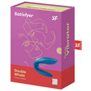 Satisfyer Double Whale Partner Vibrator Blue packaging showcasing the U-shaped couple's toy for shared pleasure.