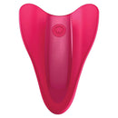Satisfyer High Fly Finger Vibrator Red, a compact toy designed for focused pleasure with ergonomic wings for stimulation.