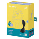 Satisfyer Sweet Seal Vibrating Anal Plug Black packaging showcasing an innovative plug vibrator with app connectivity.