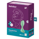 Satisfyer Trendsetter Vibrating Anal Plug Light Green packaging featuring app compatibility and modern design.