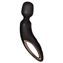 Satisfyer Wand-erland Wand Massager Black Rose Gold side view, featuring elegant design and modern accents.