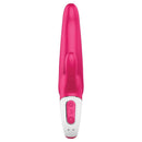 Satisfyer Vibes Mr Rabbit Vibrator Pink showing its elegant design and control buttons for vibration settings.