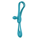 Satisfyer Plug And Play 1 Vibrating Anal Plug Blue Green showcasing its dual-ended design and smooth silicone finish.