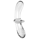 Satisfyer Double Crystal Glass Dildo Clear, an elegant borosilicate glass toy for smooth stimulation.