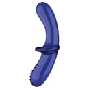 Satisfyer Double Crystal Glass Dildo Blue, elegantly crafted from high-quality borosilicate glass in striking blue.