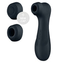 Satisfyer Pro 2 Generation 3 Air Pulse Vibrator Dark Grey with two new caps for customizable stimulation.