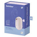 Satisfyer Pro To Go 2 Air Pulse Clitoral Vibrator Beige in its packaging, showcasing the product's design and features.