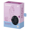 Satisfyer Pro To Go 3 Pressure Wave Vibrator Black packaging, featuring air pulse and vibration design.