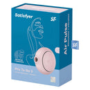 Satisfyer Pro To Go 3 Pressure Wave Vibrator Rose packaging showcasing the clitoral stimulator and design features.