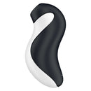 Satisfyer Orca Pressure Wave Clitoral Vibrator in sleek black and white design for touch-free stimulation.