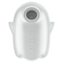 Satisfyer Glowing Ghost Air Pulse Vibrator White top view showing its unique design and controls.