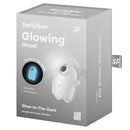 Satisfyer Glowing Ghost Air Pulse Vibrator White packaging showcasing glow-in-the-dark features and silicone design.