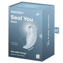 Satisfyer Seal You Soon Air Pulse Clitoral Vibrator packaging with marine design and features displayed.