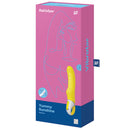 Satisfyer Vibes Yummy Silicone Vibrator Sunshine Yellow packaging featuring bright colors and design details.