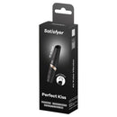Satisfyer Perfect Kiss Vibrator packaging with travel size, 3D air pulse, and USB-C rechargeable features.