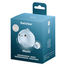 Satisfyer Mochi Frost Blue Vibrator packaging showcasing its playful design and features.