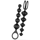 Satisfyer Love Beads Anal Beads Set of 2 Black showcasing flexible silicone bead chains for anal exploration.