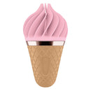 Satisfyer Sweet Treat Spinnator Clitoral Vibrator Pink in ice cream cone design for playful clitoral pleasure.