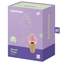 Satisfyer Sweet Treat Spinnator Clitoral Vibrator Pink packaging showing playful ice cream cone design.