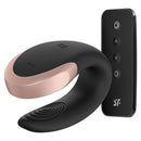 Satisfyer Double Love Couples Vibrator Black with wireless remote control, designed for shared intimacy.