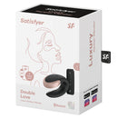 Satisfyer Double Love Couples Vibrator Black packaging with remote and app features for enhanced intimacy.
