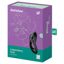 Satisfyer Legendary Duo Vibrating Cock Ring packaging showcasing the dual-ring design and clitoral stimulator.