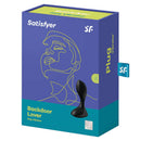 Satisfyer Backdoor Lover Vibrating Anal Plug Black package design featuring the product and branding.