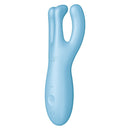 Satisfyer Threesome 4 App Controlled Lay-On Vibrator Blue designed for clitoral and labial stimulation.