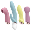 Satisfyer Marvelous Four Air Pulse Vibrator Set featuring four versatile attachment heads in vibrant colors.