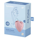 Satisfyer Cutie Heart Air Pulse Vibrator Light Red in heart-shaped design packaging, offering air pulse and vibration.