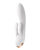 Satisfyer Double Flex Rabbit Vibrator White with flexible design for G-spot and clitoral stimulation.
