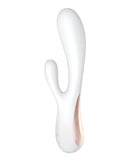 Satisfyer Mono Flex App Controlled Rabbit Vibrator White showcasing its sleek design and dual stimulation features.