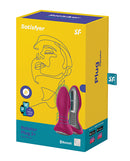 Satisfyer Rotator Plug 2+ Anal Vibrator Fuchsia packaging displaying product and features.