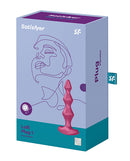Satisfyer Lolli Plug 1 Vibrating Anal Plug Berry packaging design with playful colors and graphics.