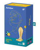 Satisfyer Intensity Plug Anal Vibrator Gold packaging showcasing app-controlled anal play.