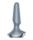 Satisfyer Plug-ilicious 2 Vibrating Butt Plug Ice Blue with tapered design and wide base for anal pleasure.