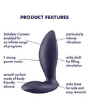 Satisfyer Power Plug App Controlled Anal Vibrator Plum features including wide shaft and strong power motor.