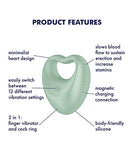 Satisfyer Perfect Pair 3 Vibrating Cock Ring Green features a minimalist heart design and 12 vibration settings.