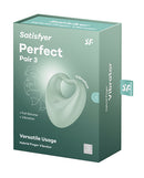 Satisfyer Perfect Pair 3 Vibrating Cock Ring Green packaging showcasing versatile finger vibrator features